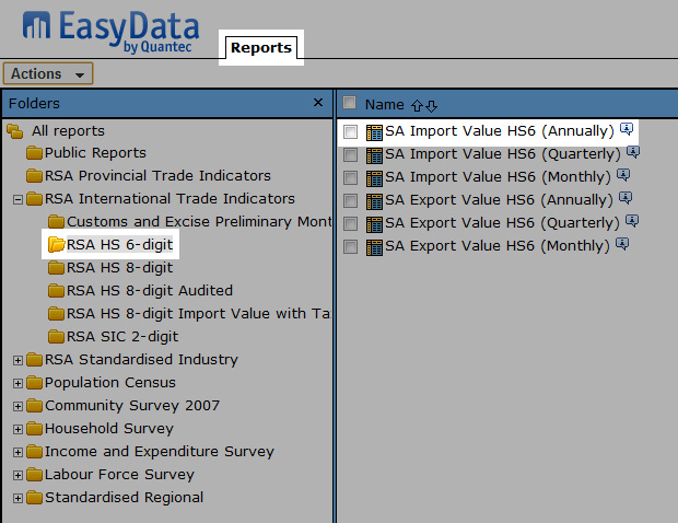 Report Folders Page